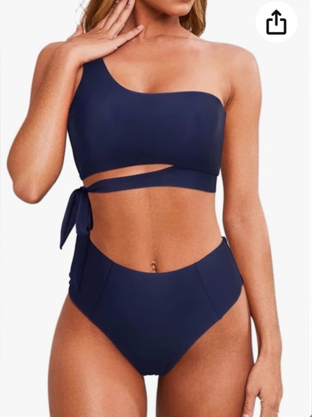 NWOT Generic One Shoulder High Waisted Bikini Tie High Cut Two Piece Swimsuits